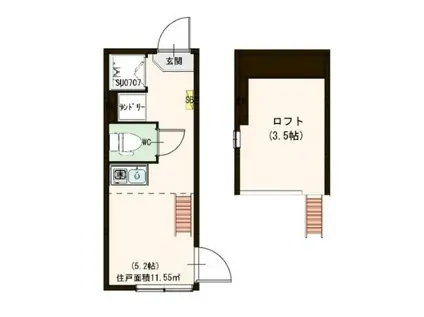 ハーモニーテラス王子(ワンルーム/2階)の間取り写真