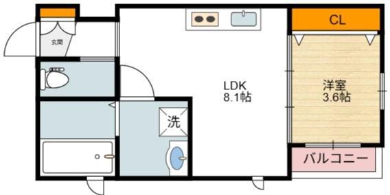 岩伸リバーコート住吉(1LDK/3階)の間取り写真