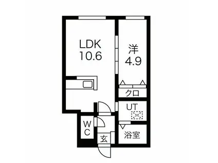 ASTEROPE厚別南(1LDK/3階)の間取り写真