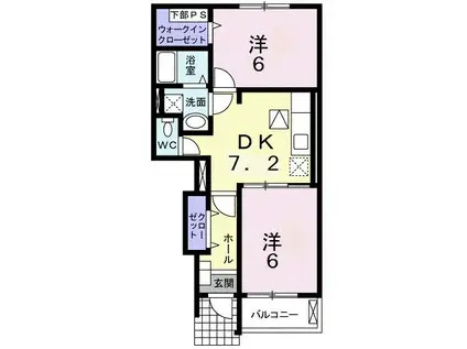 CALME KURINOKI(2DK/1階)の間取り写真