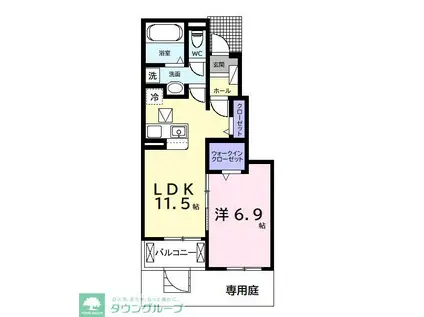 今津朝山アパートII(1LDK/1階)の間取り写真