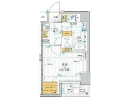 プレール・ドゥーク西新宿五丁目(1K/7階)の間取り写真