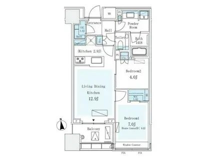 三番町ハウス(2LDK/6階)の間取り写真