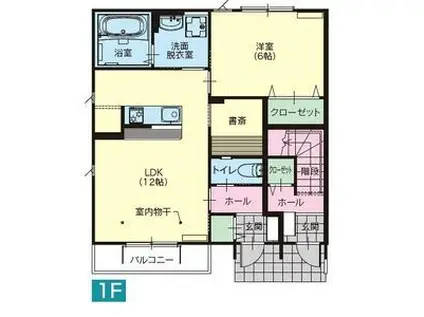 ミハラデュオM(1LDK/1階)の間取り写真