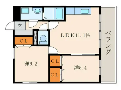 エルソレイユ(2LDK/2階)の間取り写真