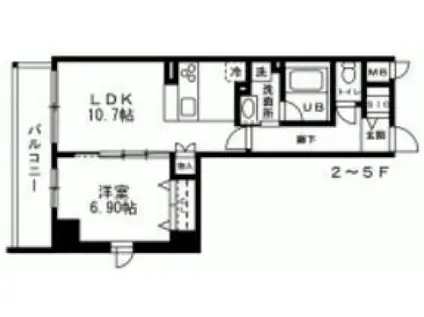 LA BELJOUR 錦糸町(1LDK/6階)の間取り写真