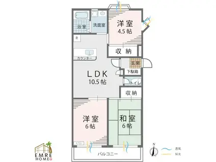 グランビューメゾン(3LDK/3階)の間取り写真