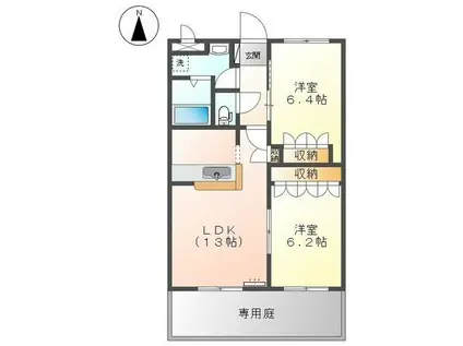 グレイスヴィラ2(2LDK/1階)の間取り写真