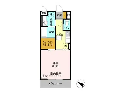 アグスター(1K/1階)の間取り写真