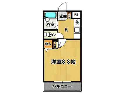 イーストサイドミネ(1K/2階)の間取り写真