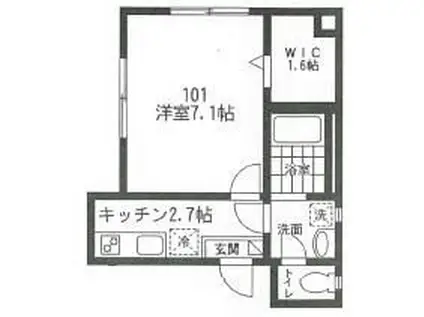 フレグラン 田園調布(1K/1階)の間取り写真