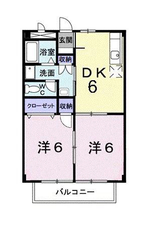 ジュラン清水(2DK/2階)の間取り写真