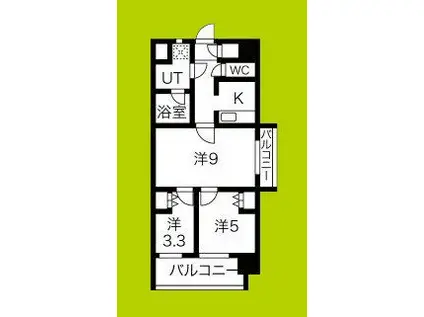 THE MUSIC COURT(3K/3階)の間取り写真