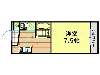 ティックランド南船場(1K/4階)の間取り写真