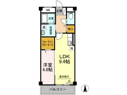 フォレスト林町(1LDK/2階)の間取り写真