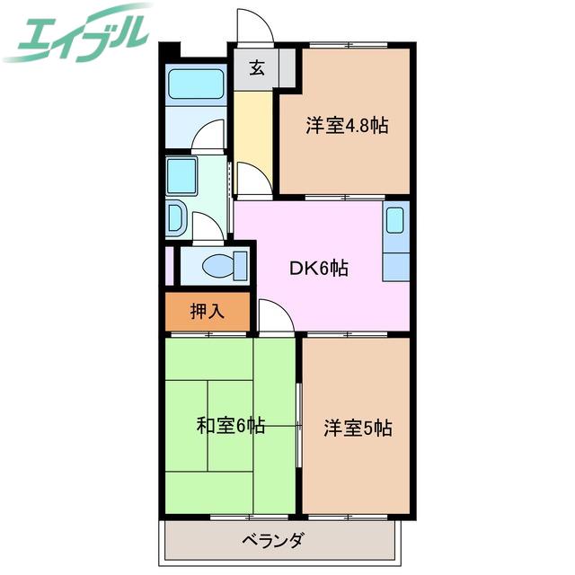 マンションギャラクシー(3DK/2階)の間取り写真