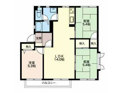 エステート桜S棟(3LDK/1階)の間取り写真