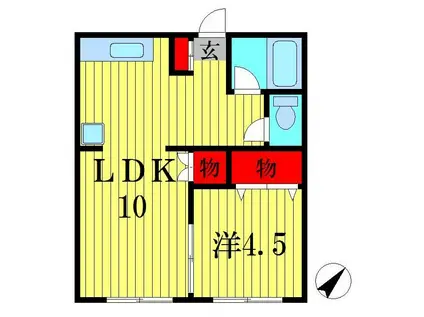 ローレルハイツ(1LDK/1階)の間取り写真
