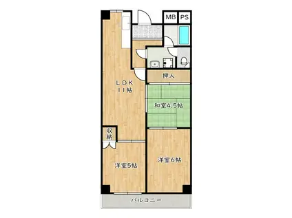 コートSU(3LDK/5階)の間取り写真