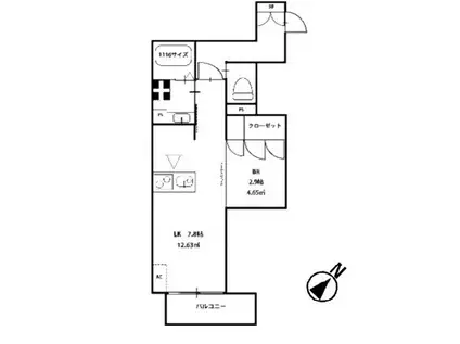 ALMOB棟(1LK/3階)の間取り写真