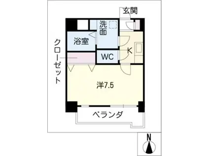 ESSE植田(1K/4階)の間取り写真