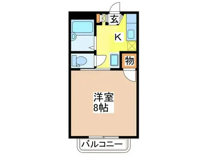 沖本ハイツC(1K/2階)の間取り写真