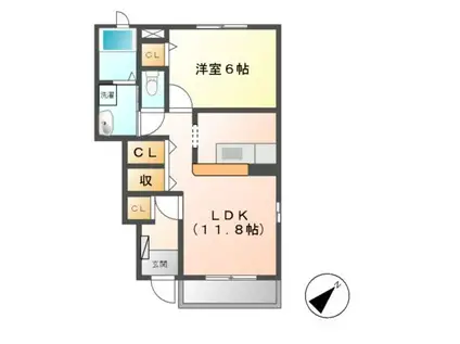 メゾン・オーブ A・B棟(1LDK/1階)の間取り写真