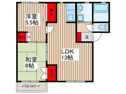 ノイエA(2LDK/2階)の間取り写真