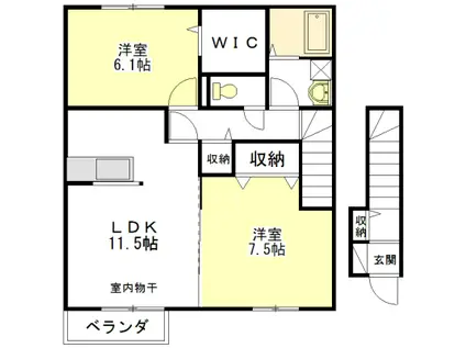 ソフィアコート A棟・B棟(2LDK/2階)の間取り写真