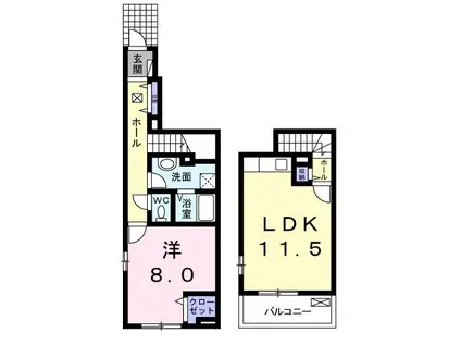 プロムナード・大瀬(1LDK/1階)の間取り写真