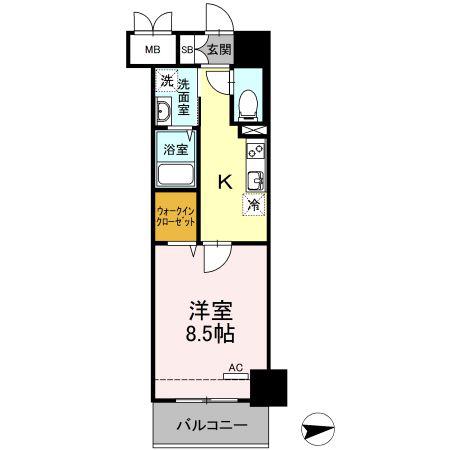 レガーロ仙台駅東(1K/8階)の間取り写真