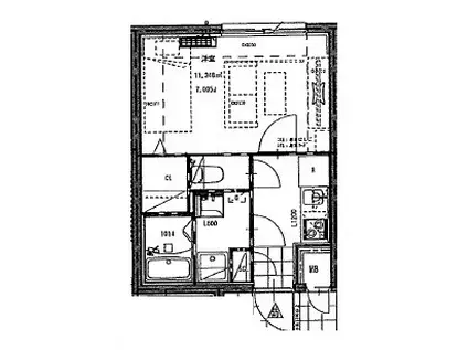 LEGALAND目黒大岡山(1K/2階)の間取り写真