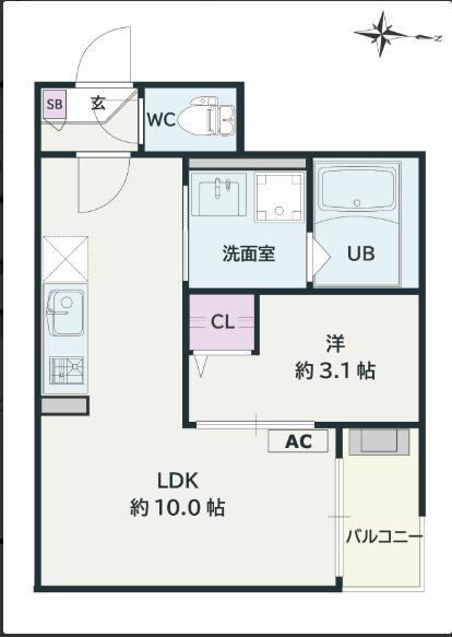 JACK SHINKAIIV(1LDK/2階)の間取り写真