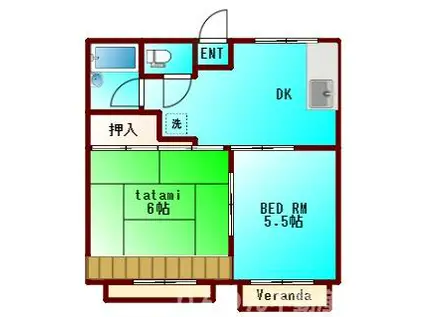 ハイツ森A・B(2DK/1階)の間取り写真