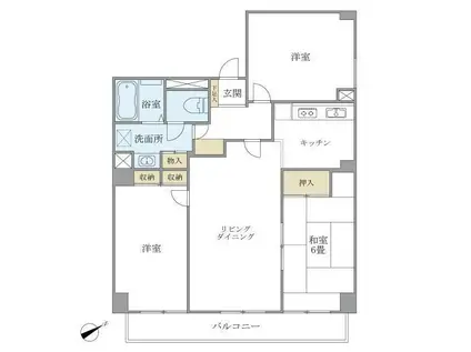シティハイツ根津(3LDK/10階)の間取り写真