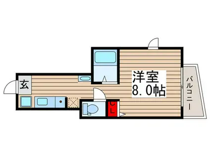 ヒルズ六実(ワンルーム/2階)の間取り写真