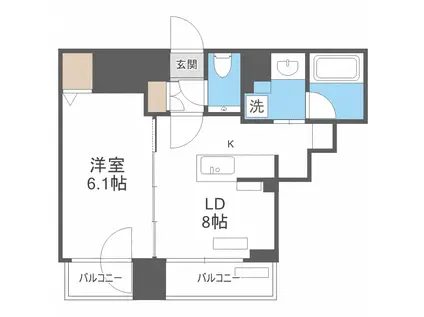 ラ・クラッセ札幌大通ウエスト(1LDK/8階)の間取り写真