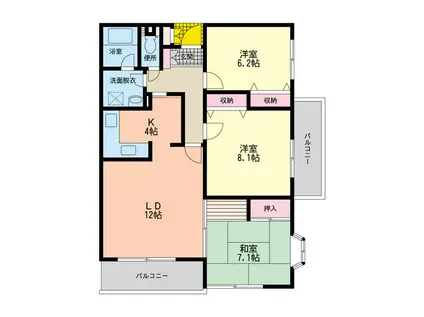 武蔵野パークヒルズ(3LDK/5階)の間取り写真