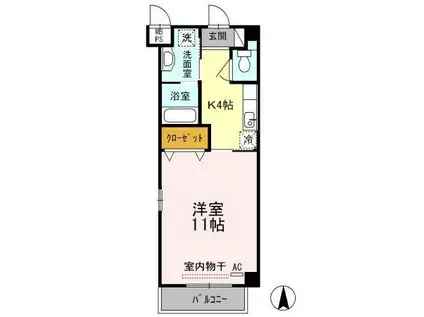 ライオネス手城(1K/2階)の間取り写真