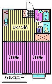 フレシール(2DK/1階)の間取り写真