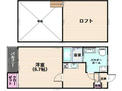 ハルズホーム(1K/2階)の間取り写真