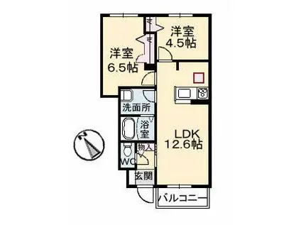 パッサーレ壱番館(2LDK/1階)の間取り写真