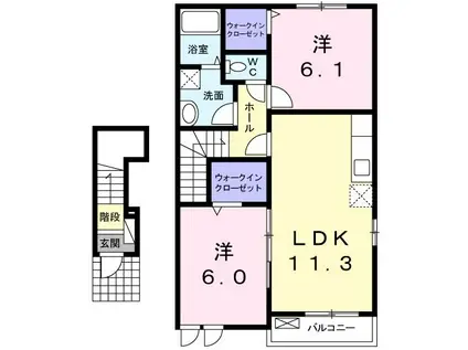 グレイス愛(2LDK/2階)の間取り写真
