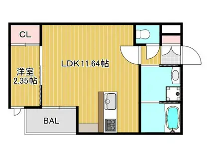 セブンプロート府中町本町(1LDK/1階)の間取り写真