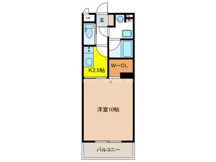 ルミエール稲葉(1K/2階)の間取り写真