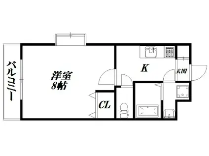 たちばな壱番館(1K/1階)の間取り写真