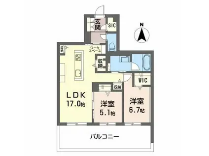グランジーク みなと(2LDK/1階)の間取り写真