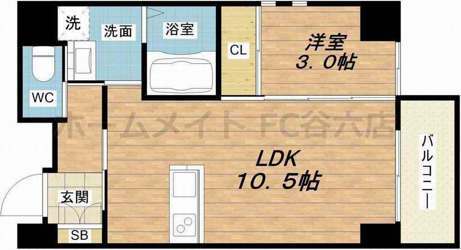メゾンキコー今里(1LDK/6階)の間取り写真