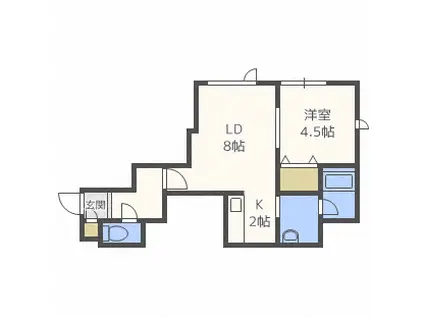 アーミン菊水(1LDK/2階)の間取り写真
