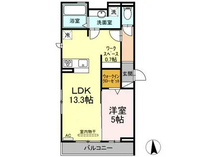 クレール森末(1LDK/2階)の間取り写真